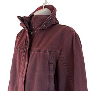 Woolrich Barn Coat Womens Large Merlot Hooded Parka Winter Chore Jacket Vintage